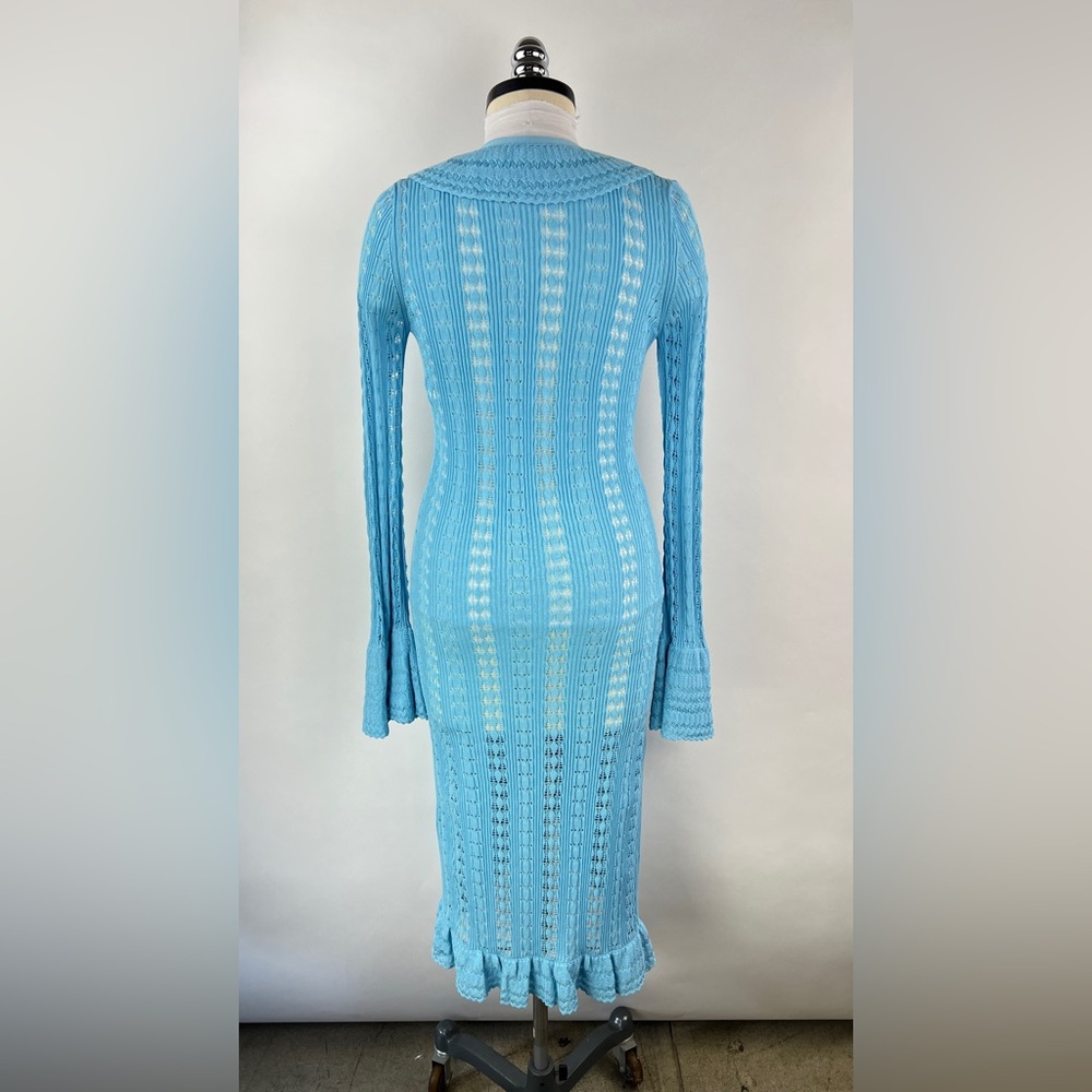 3136. Ruffled Knit Midi Button Front Cardigan - image 3